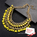 Ethnic Yellow Beads Stone Tassel Evening Dress Accessories Jewelry Necklace Gifts